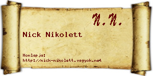 Nick Nikolett névjegykártya